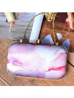 Woman Purple-White Resin Print Clutch