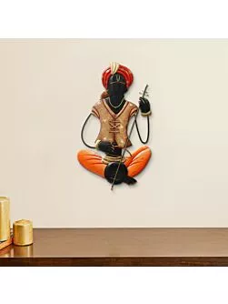Musician Tribal Playing Veena Handcrafted Iron Wall Hanging