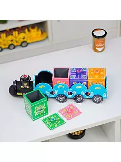 Home Decorative Wooden Train Shape Dry Fruit Holder Boxes