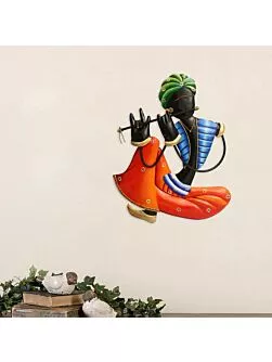 Musician Tribal Man Playing Flute Wall Hanging