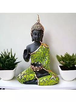Big Meditating Buddha Statue Showpiece with Tea Light Candle Holder Home Decor - Office Decor - Gifting