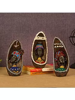 African Lady Figurines Showpieces for Living Room Side Table Wall Shelf Decor Home Decoration (Pack of 3 Figurines)