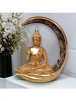 Antique Big Meditating Moon Buddha Statue Showpiece