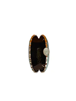 Women Peacock Pattern Printed D-shape Clutch