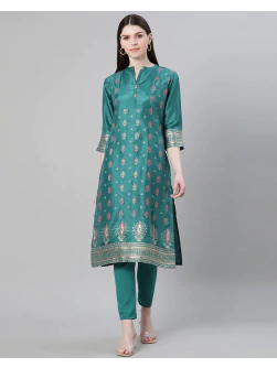 Women Floral Print Straight Kurta with Pants Set
