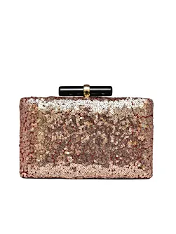 Women Bronze Sequins Clutch