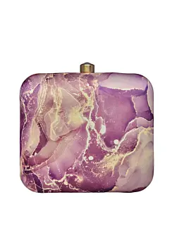 Women Burgundy Resin Printed Clutch