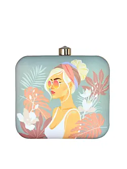 Women White Hair Woman Printed Clutch