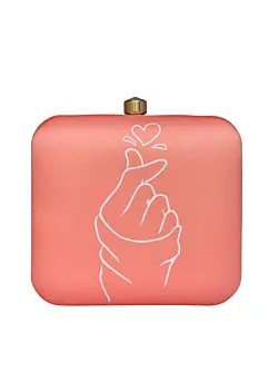 Women Coral Heart Printed Clutch