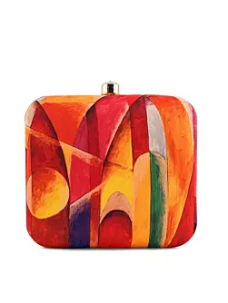 Women Orange-Yellow Pattern Printed Clutch