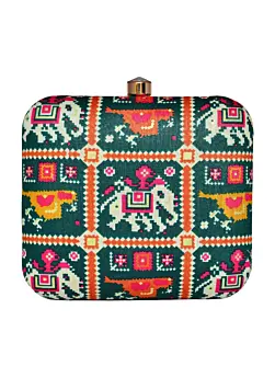 Woman Green Fabric Clutch