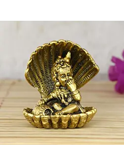 Golden Metal Bal Gopal Krishna Statue having Makhan