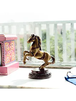 Brown Brass Horse Table Decor Showpiece
