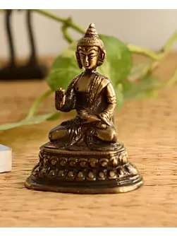 Golden Brass Meditating Buddha Statue