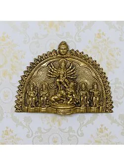 Golden Brass Goddess Durga Mata Wall Hanging