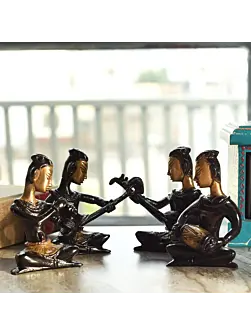 Black and Golden Brass Decorative Musicians Showpiece Set of 4