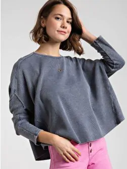 Women washed Grey Thermal Top