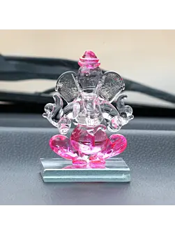 Crystal Lord Ganesha Idol For Home And Car Dashboard