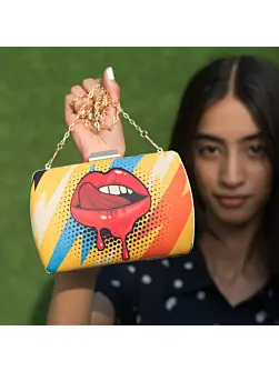 Woman Bright Quriky Print Clutch