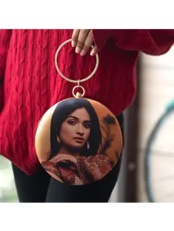 Women Portrait Caricature Personalised Round Clutch Bag