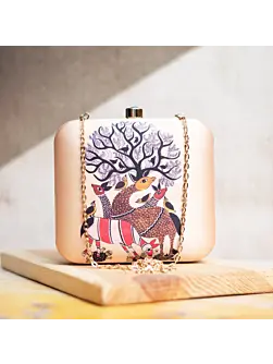 Women Madhubani Art Printed Clutch