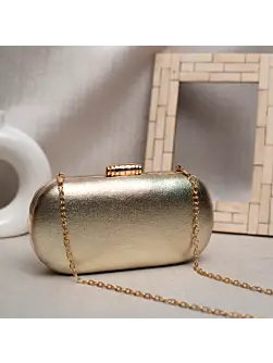 Women Metallic Gold Shimmery Party Clutch