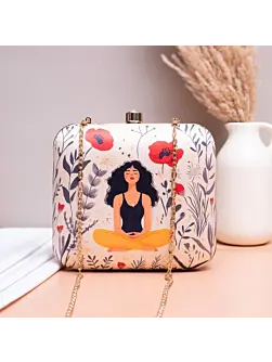 Women Meditating Girl Portrait Printed Clutch