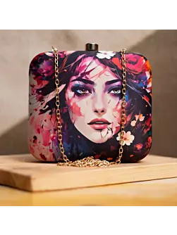 Woman Portrait Printed Clutch