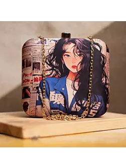 Women Anime Girl Printed Clutch