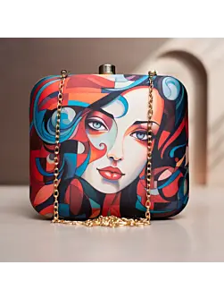Woman Multipattern Women Portrait Printed Clutch