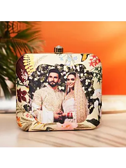 Women Cream Based Printed Customized clutch