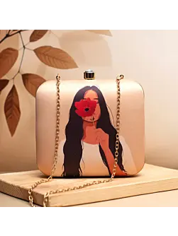 Women Flower Girl Printed Clutch