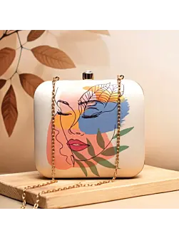 Women Abstract Art Face Printed Clutch