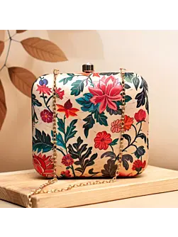 Women Red And Pink Floral Printed Clutch
