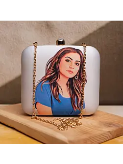 Women Portrait Caricature Personalised Clutch Bag