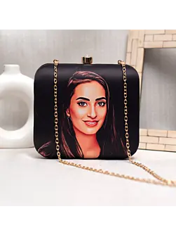 Black Personalised Caricature Clutch