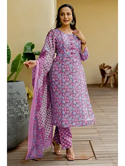 Women Pure Cotton Plus Size Kurta Pant Set with Dupatta, Pakistani suit women