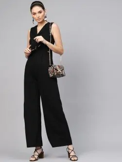 Women Black Solid Basic Jumpsuit