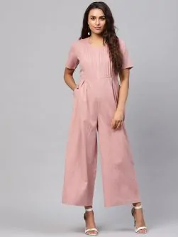 Dusty Pink Solid Basic Jumpsuit