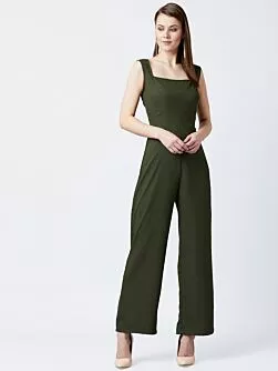 Women Green Solid Basic Jumpsuit