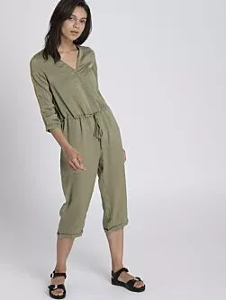 Olive Green Solid Capri Jumpsuit