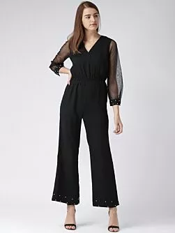 Women Black Solid Basic Jumpsuit