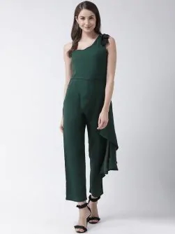 Women Green Solid Basic Jumpsuit