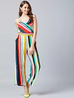 Women Multicoloured Striped Basic Jumpsuit