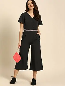 Women Black Solid Basic Jumpsuit