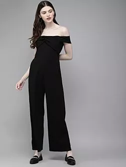 Women Black Solid Basic Jumpsuit