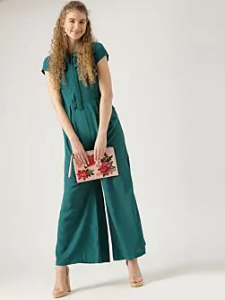 Teal Green Solid Basic Jumpsuit