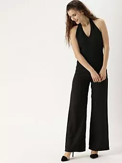 Black Solid Basic Jumpsuit
