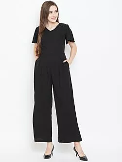 Women Black Solid Basic Jumpsuit