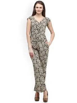 Black & Beige Printed Jumpsuit
